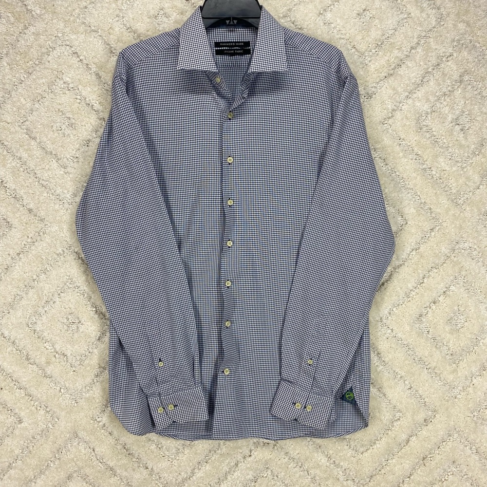 hammer made long sleeve button up shirt mens size 41/16